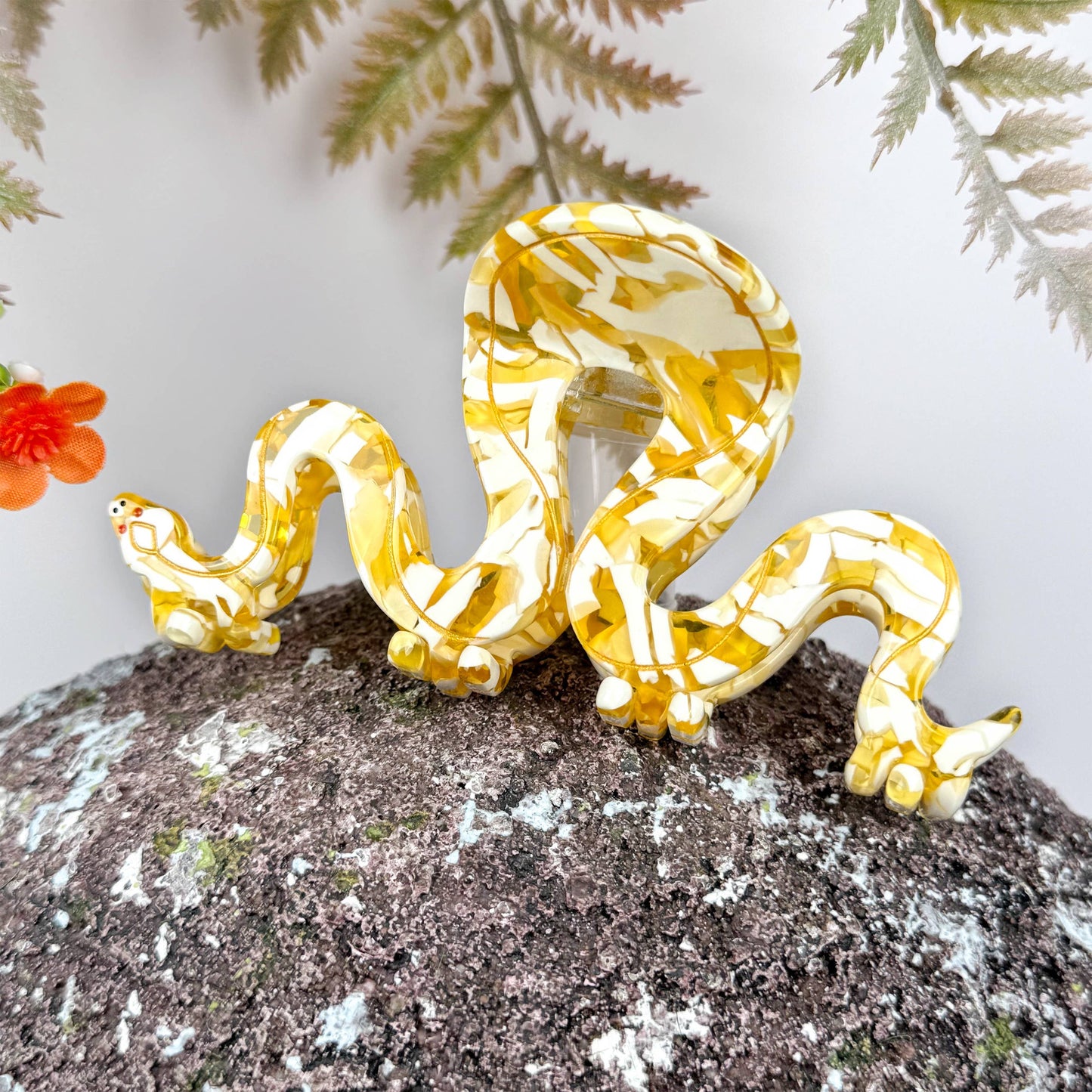 Golden Python Acetate Hair Claw Clip