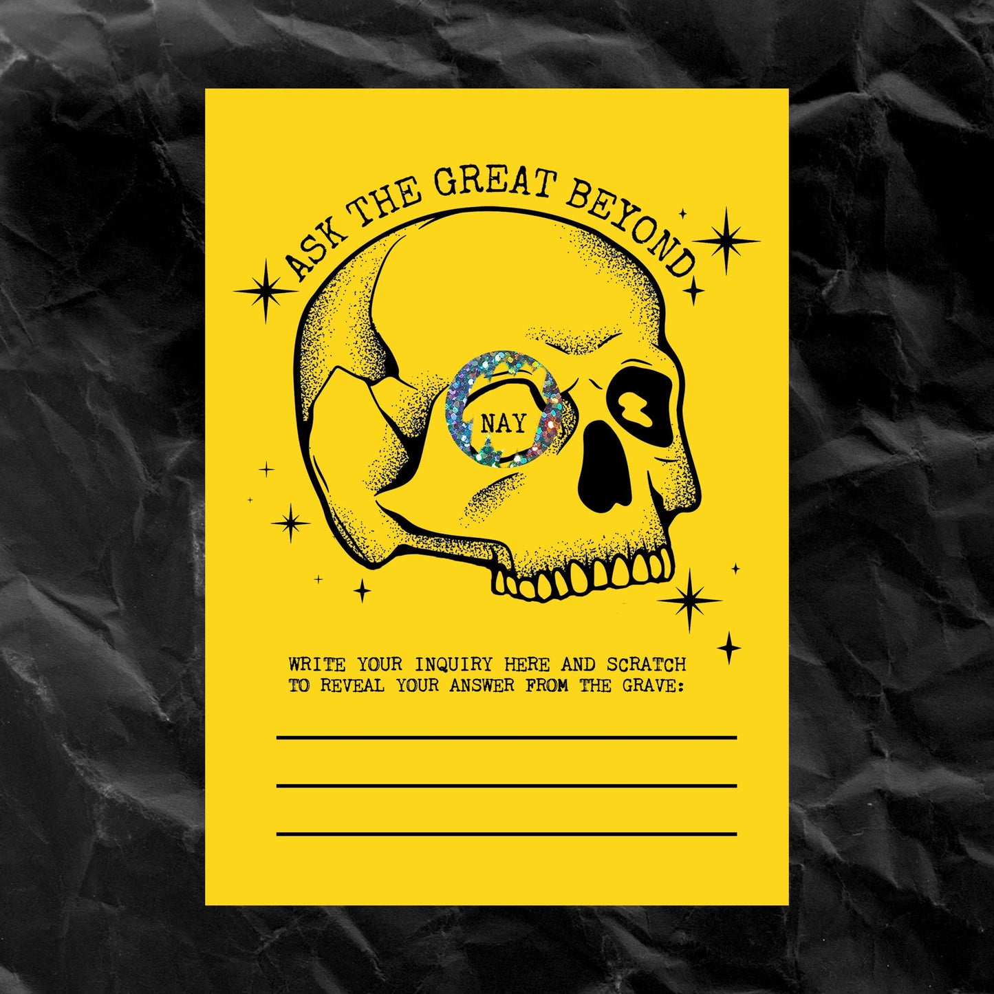 "ASK F/THE GREAT BEYOND" Skull Scratch Off Fortune Card