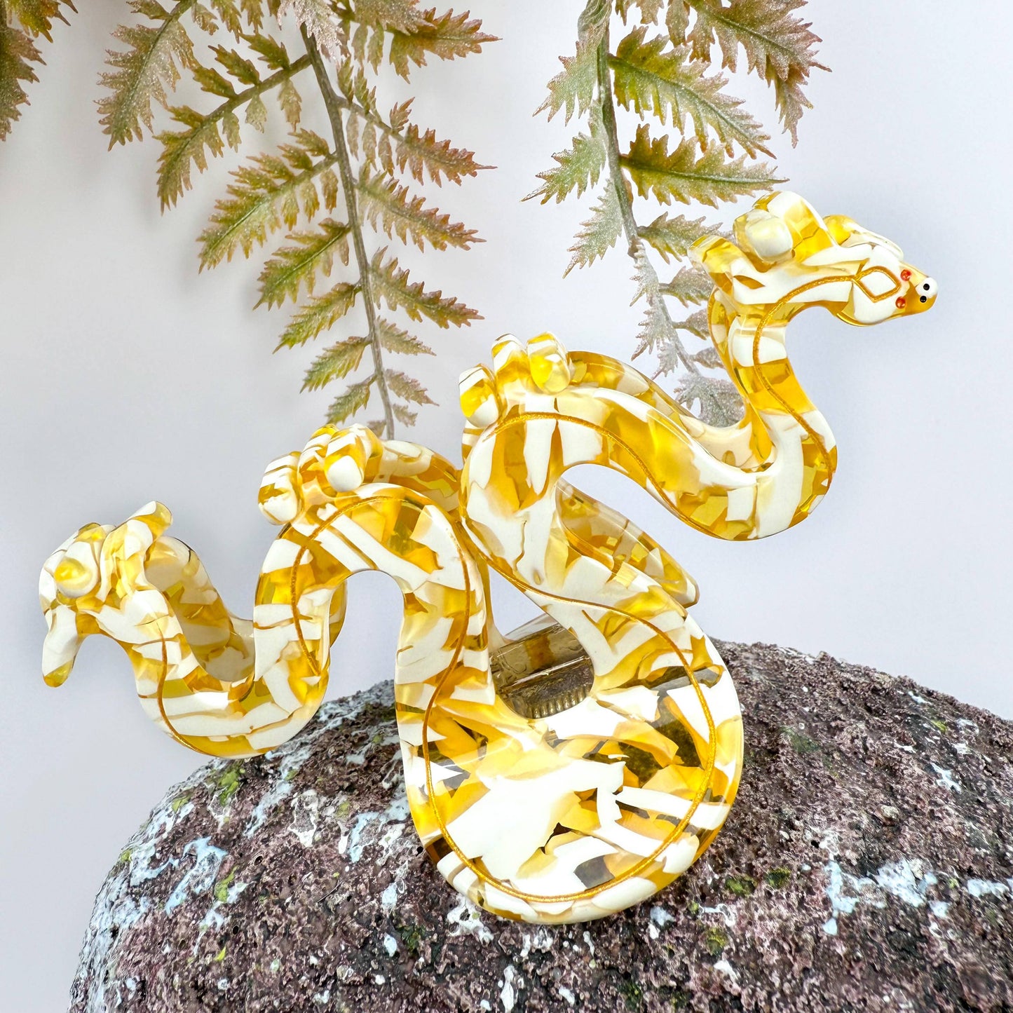 Golden Python Acetate Hair Claw Clip
