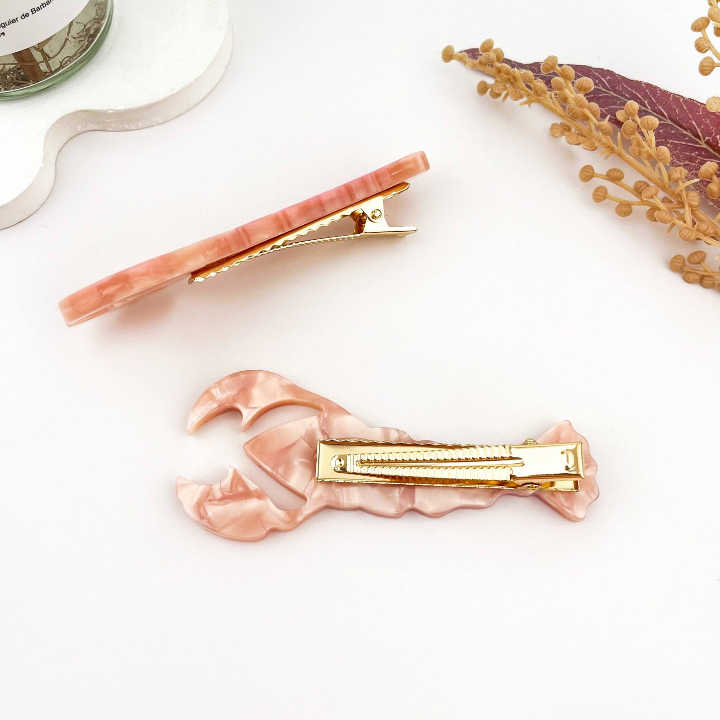 Sweet Pink Lobster Acetate Alligator Hair Clip