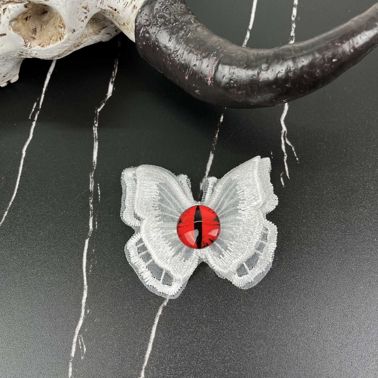 Halloween Red Eyeball Embroidered Butterfly Duckbill Clip