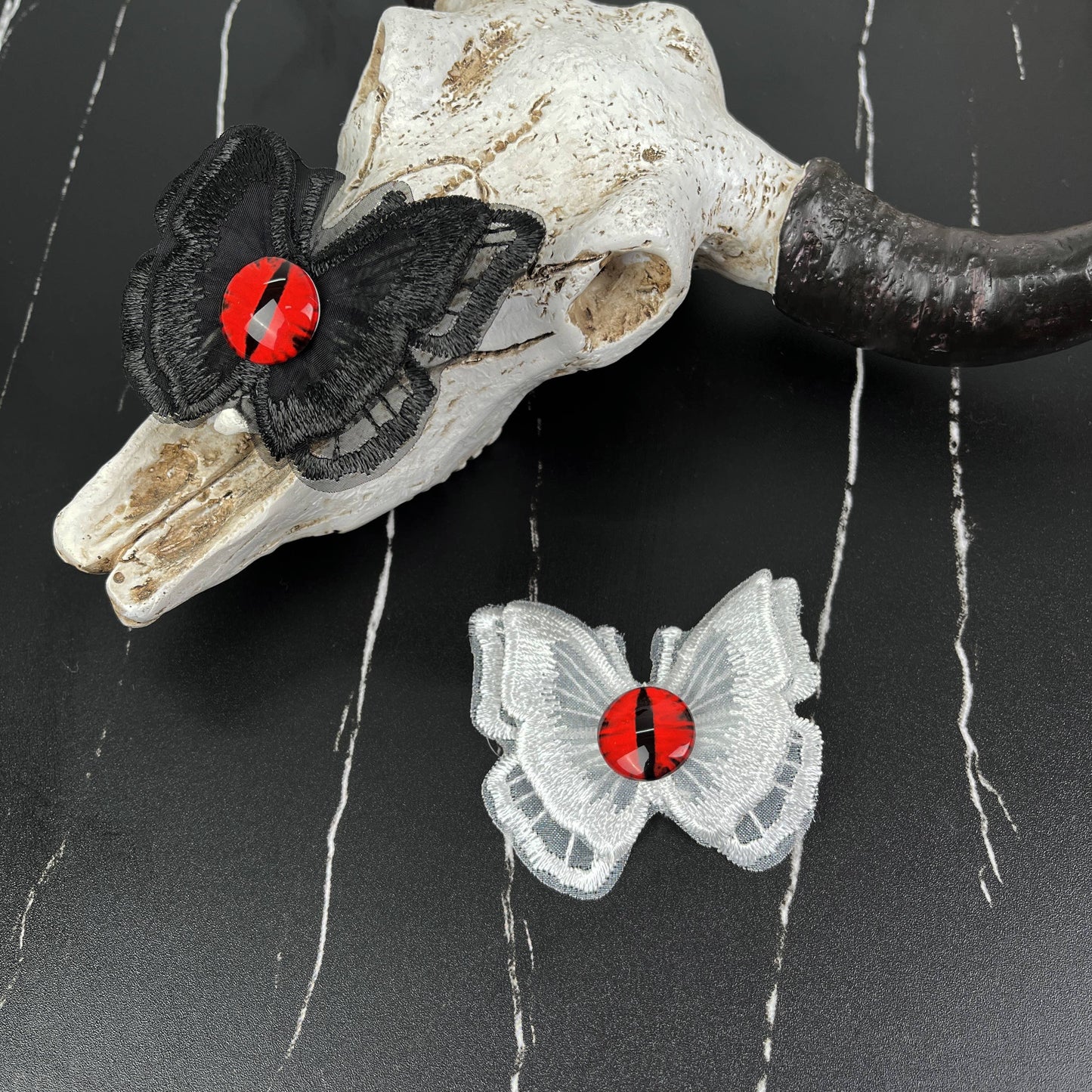 Halloween Red Eyeball Embroidered Butterfly Duckbill Clip