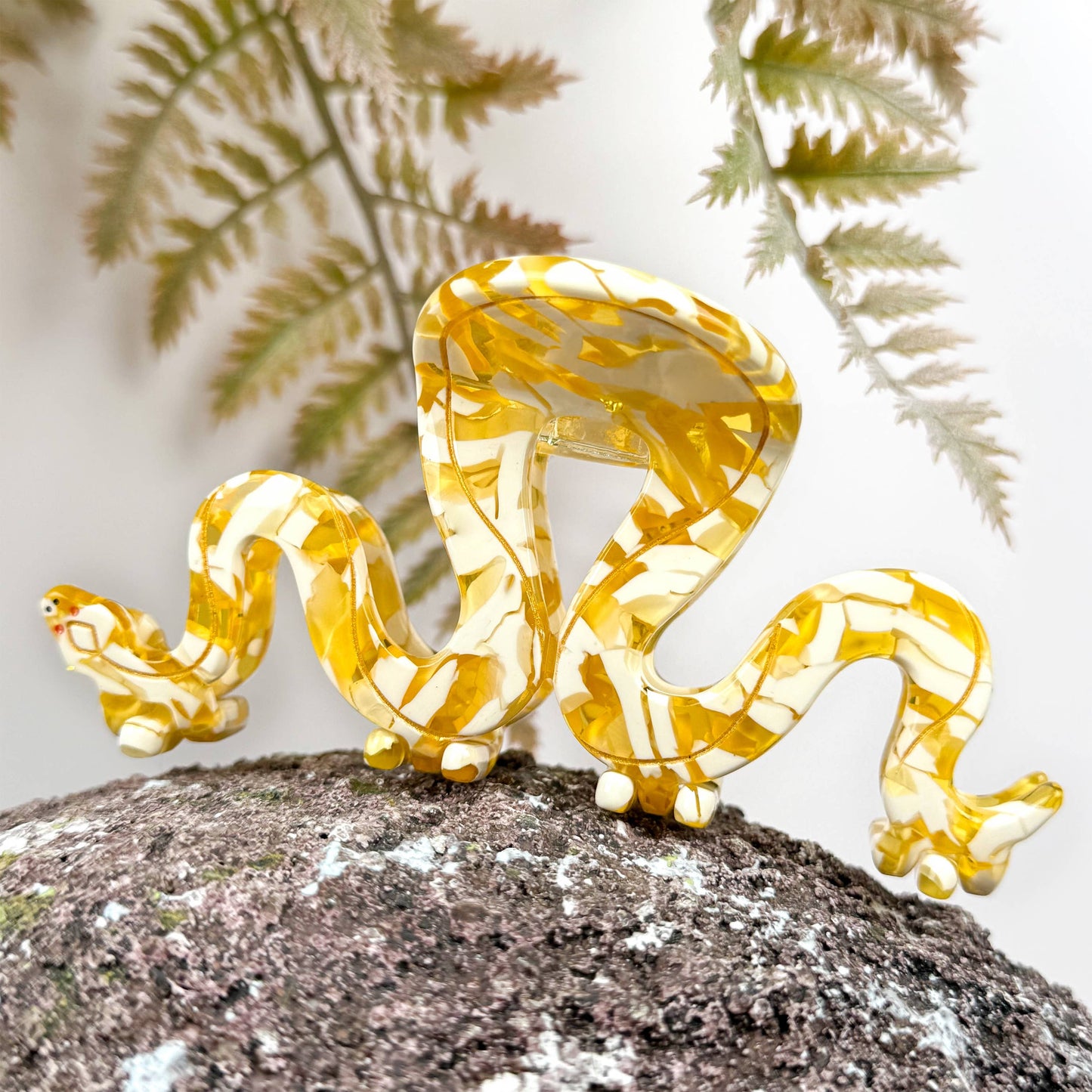 Golden Python Acetate Hair Claw Clip