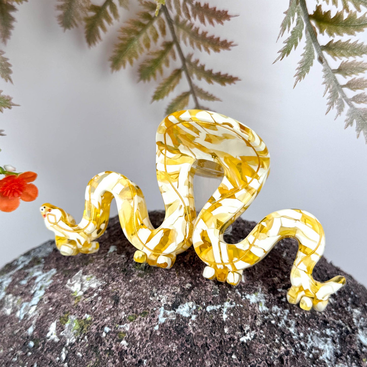 Golden Python Acetate Hair Claw Clip