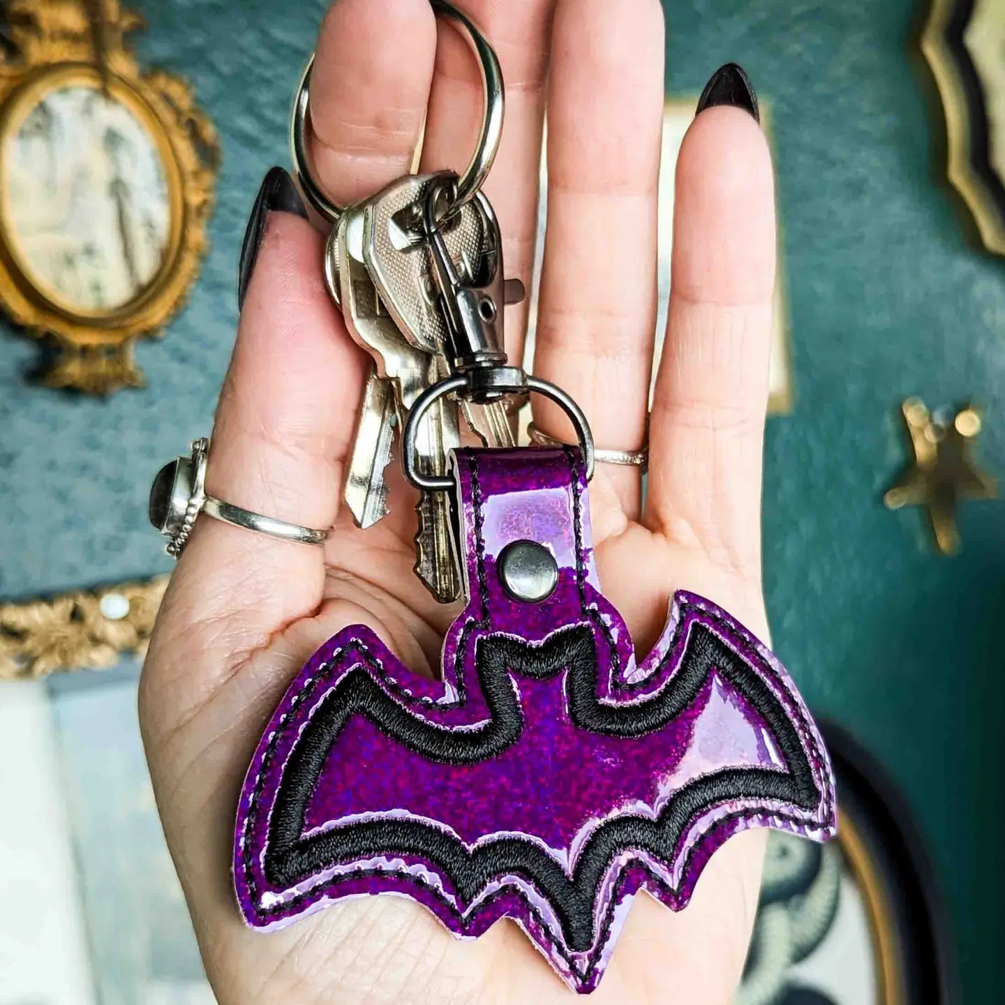 Purple Bat Keychain - Holographic