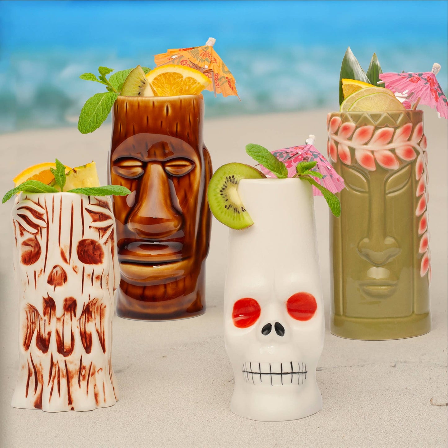 Hard-Carved and Hand-Painted Tiki Mug
