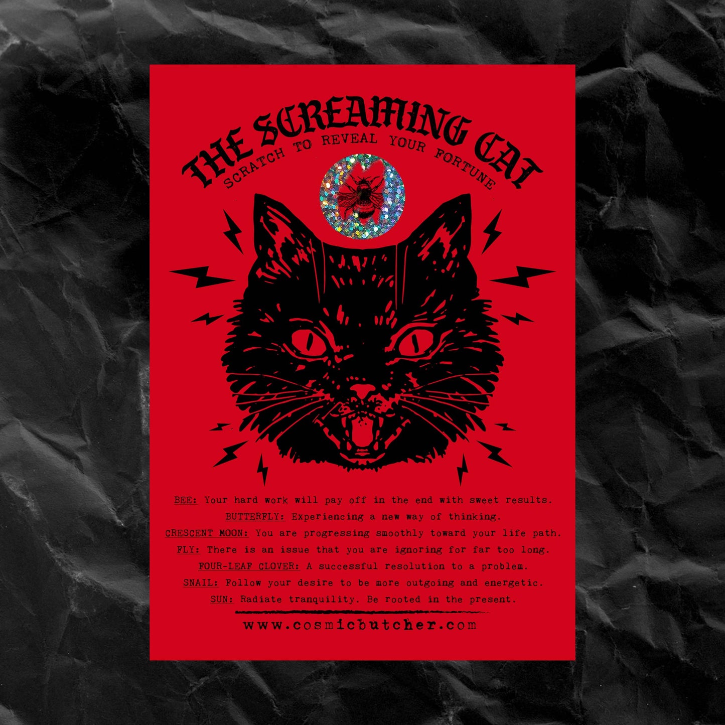 “SCREAMING CAT” Scratch Off Fortune Affirmation Novelty Card