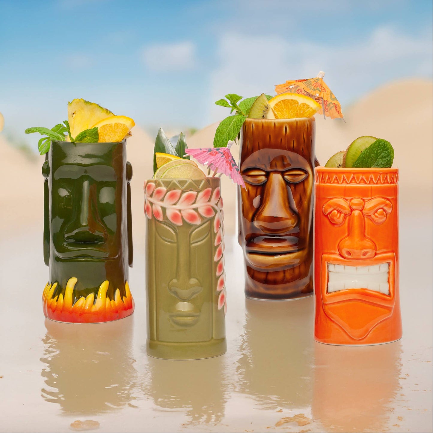 Hard-Carved and Hand-Painted Tiki Mug