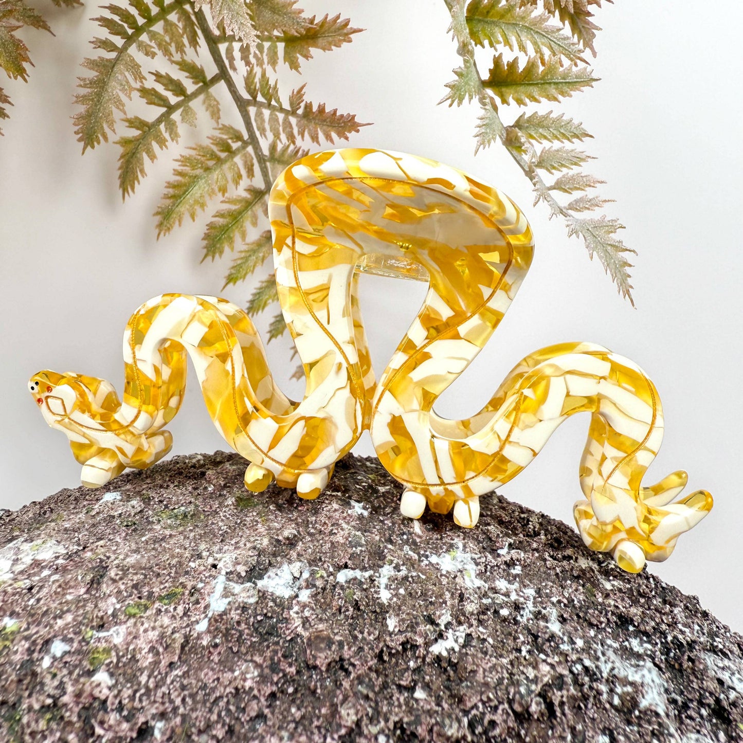 Golden Python Acetate Hair Claw Clip