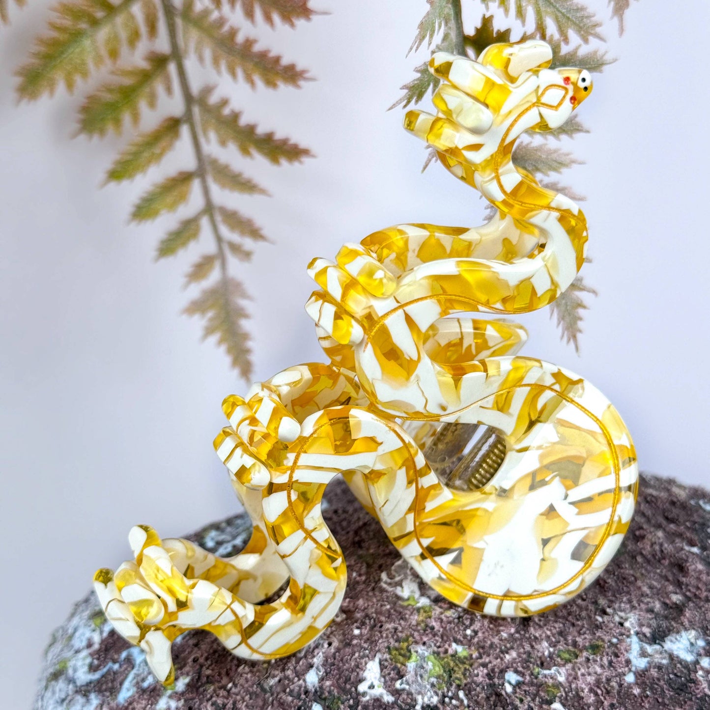 Golden Python Acetate Hair Claw Clip