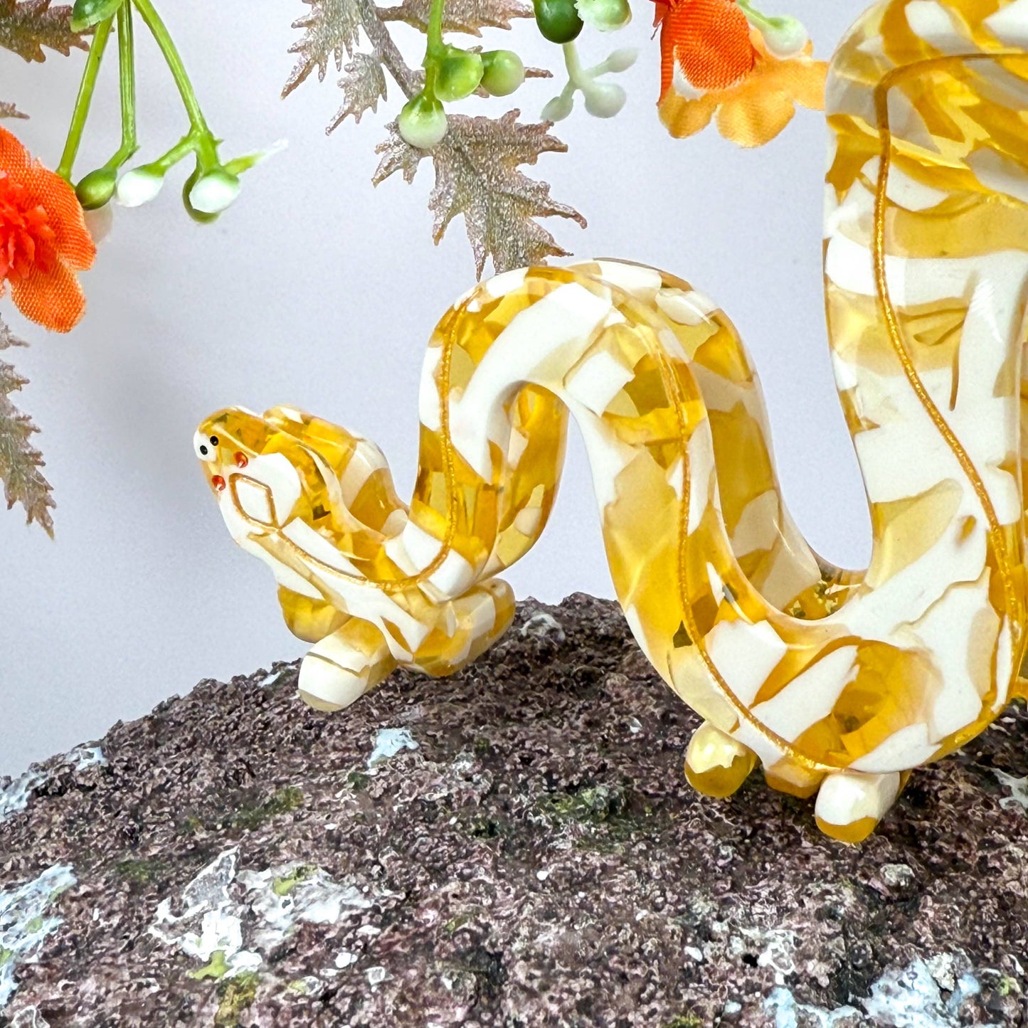 Golden Python Acetate Hair Claw Clip