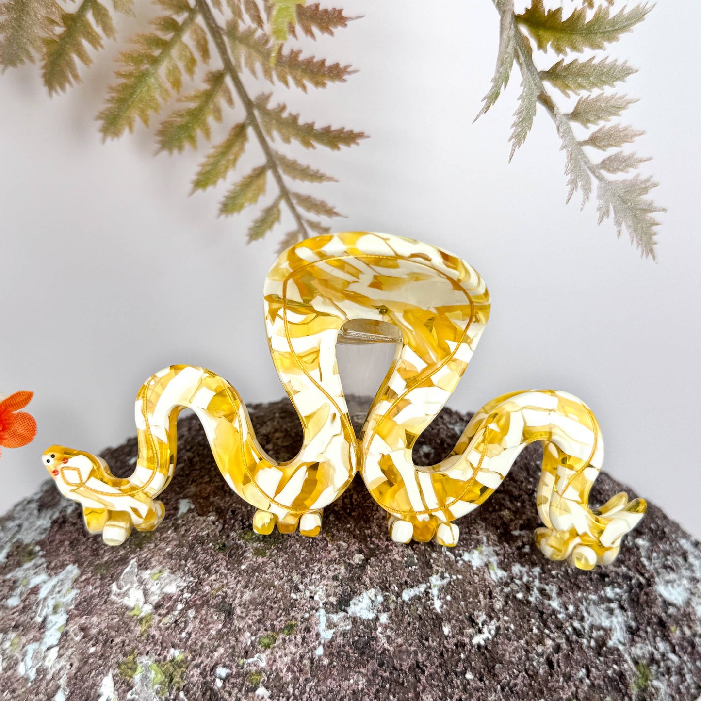 Golden Python Acetate Hair Claw Clip