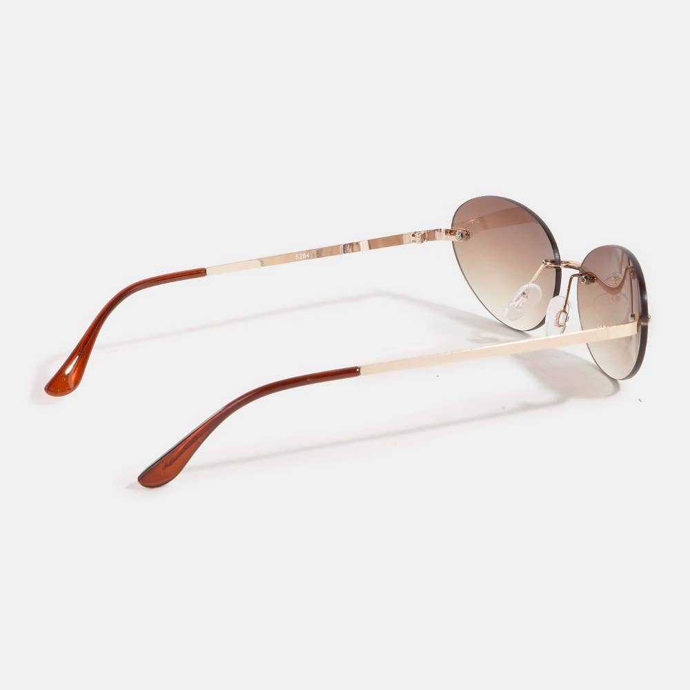 Frameless Gradient Oval Lens Sunglasses