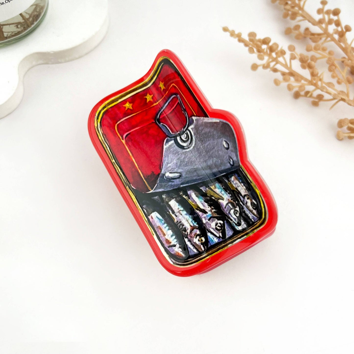 Sardine Can Printed Hair Claw Clip