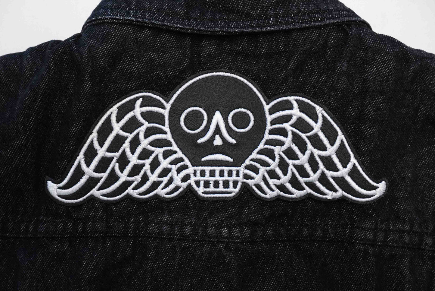 Memento Mori Faux Leather Embroidered Iron on Patch