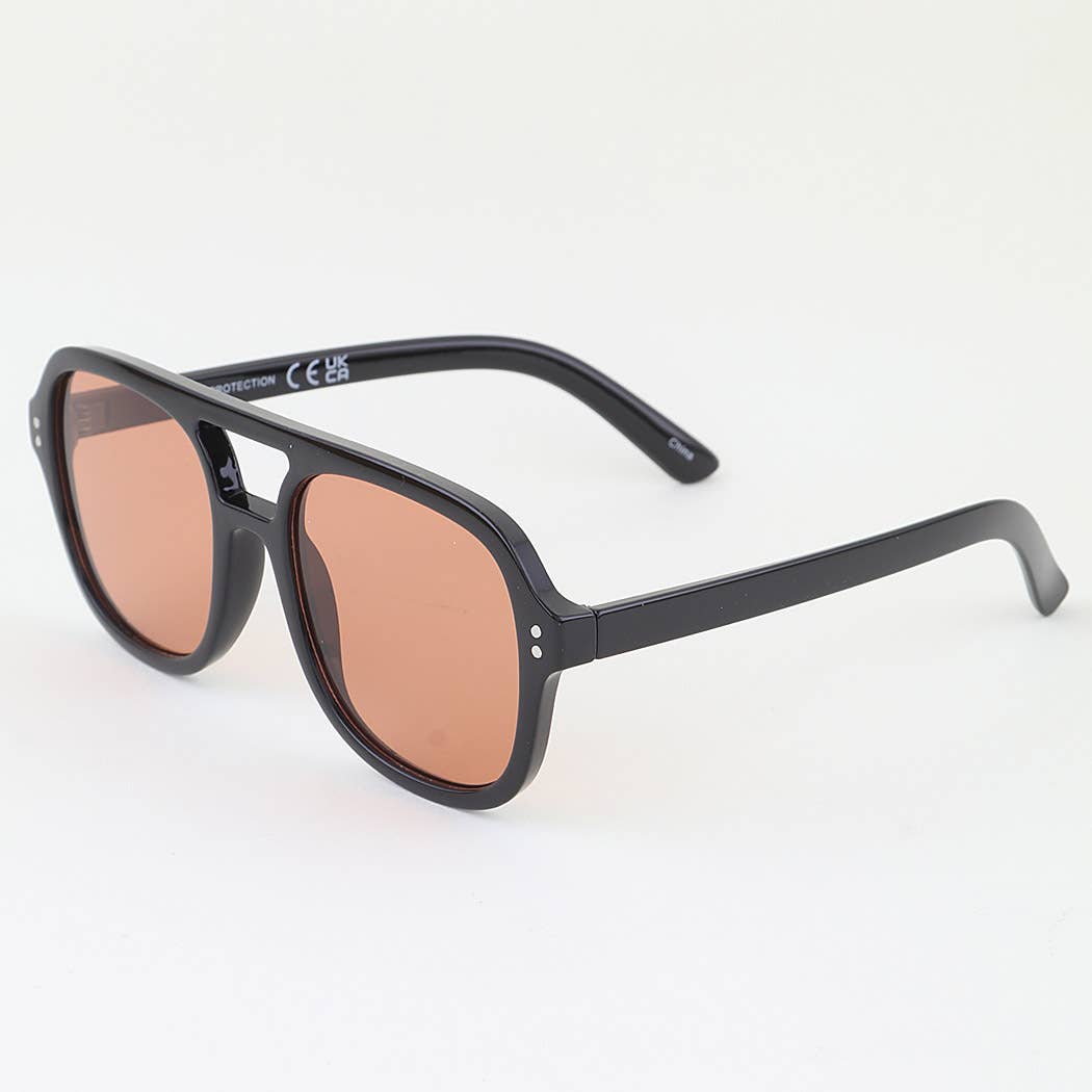 Double Bolted Straight Aviator Sunglasses