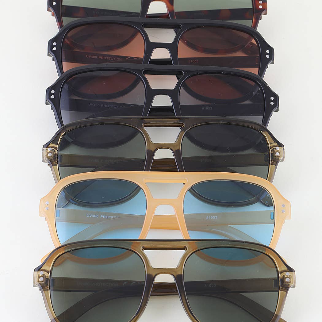 Double Bolted Straight Aviator Sunglasses
