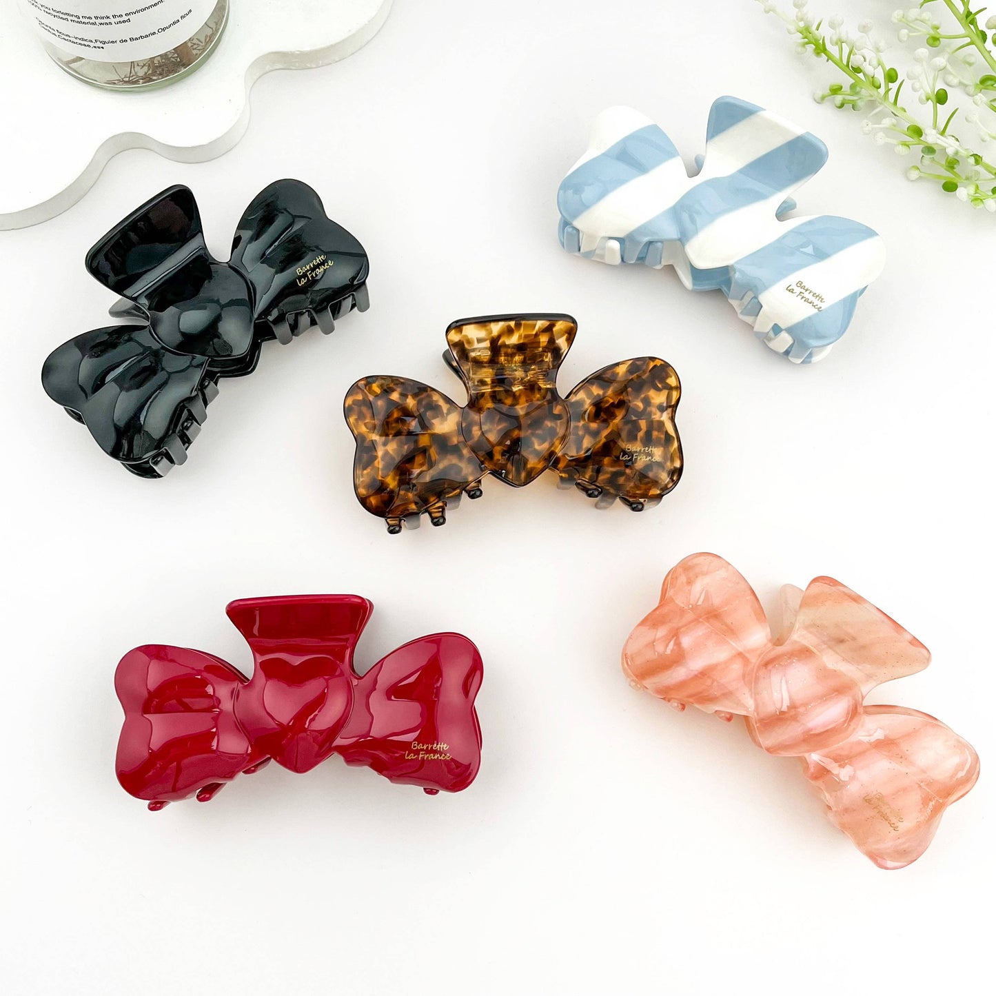 Vintage Heart Acetate Hair Claw with 3D Bow