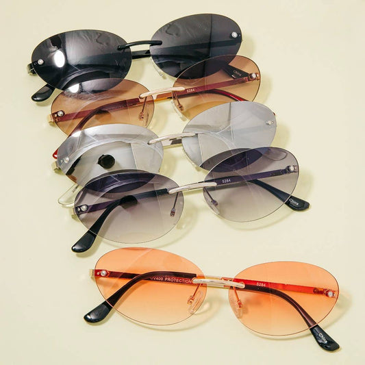 Frameless Gradient Oval Lens Sunglasses
