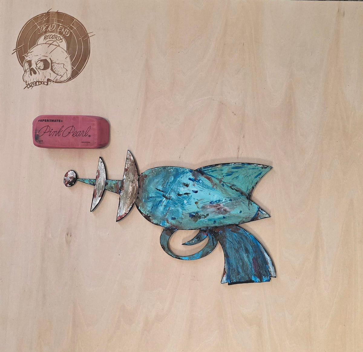 Painted Raygun on Wood Wall Decor