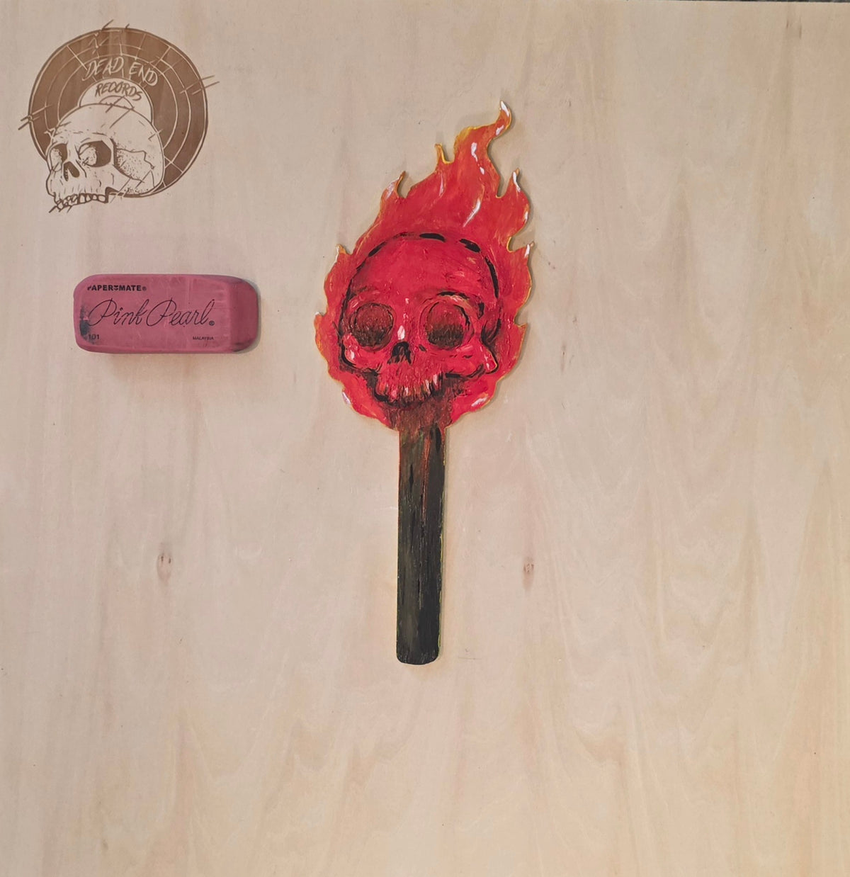 Painted Skull Match on Wood Wall Decor