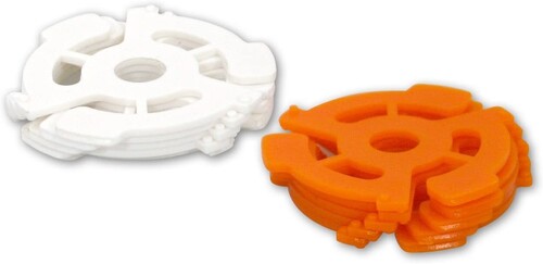 Vinyl Styl® 7 inch 45 RPM Vinyl Record Adapter - Snap In - 10 Pk (Orange/ White)