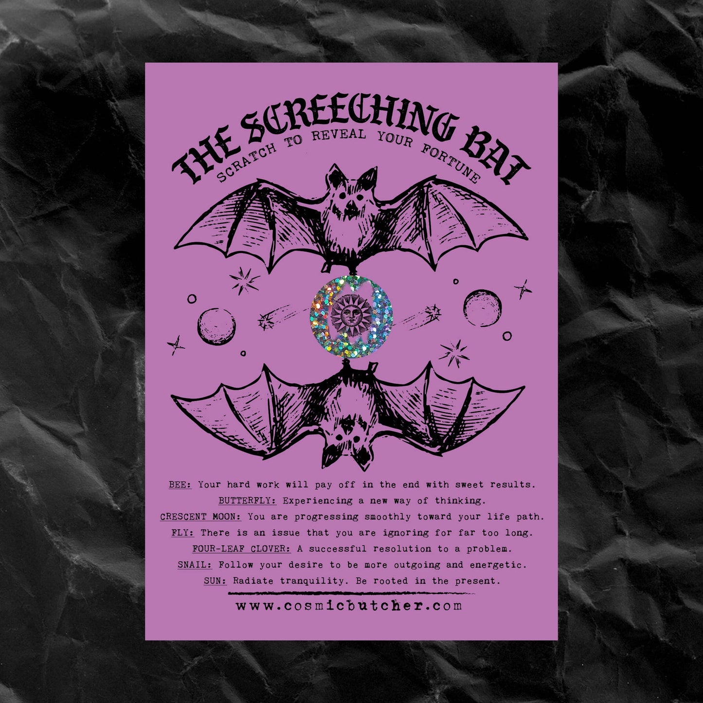 Screeching Bat Scratch Off Fortune Card Witchy Affirmation