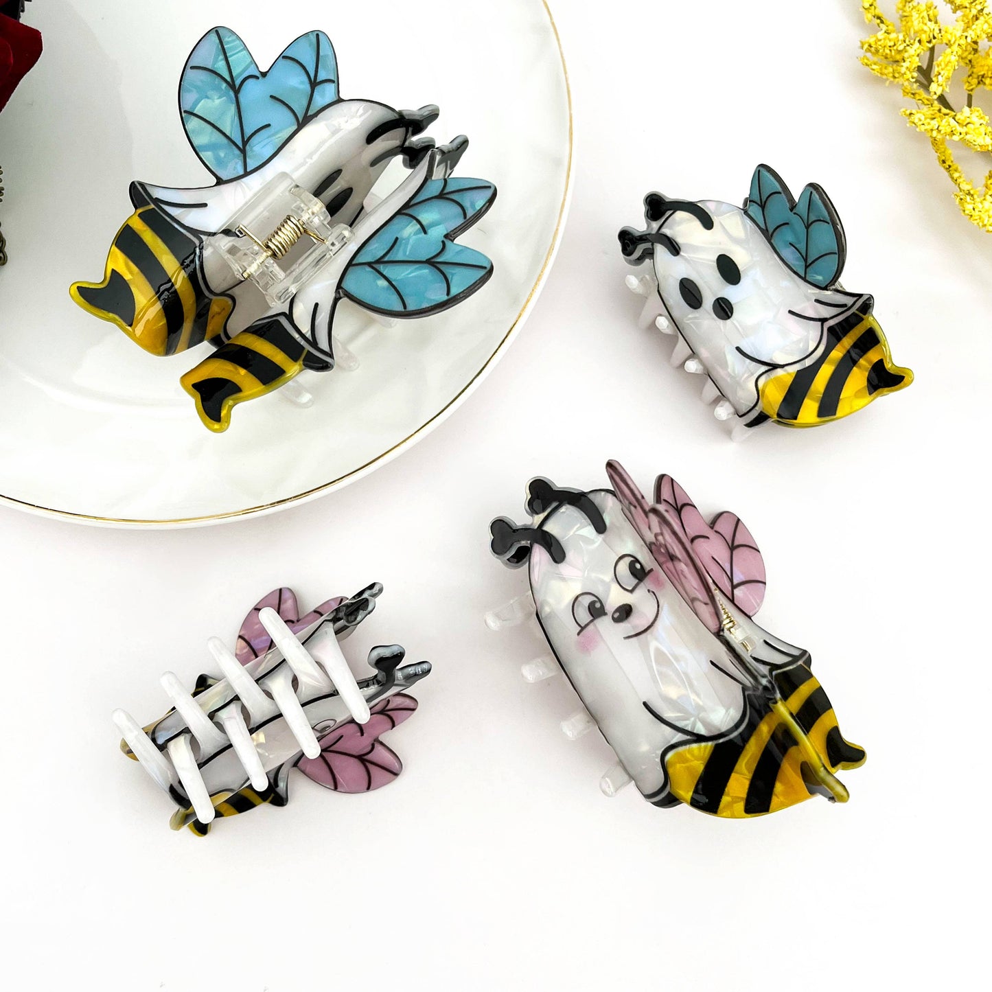 Ghost Bee Print Acetate Hair Claw