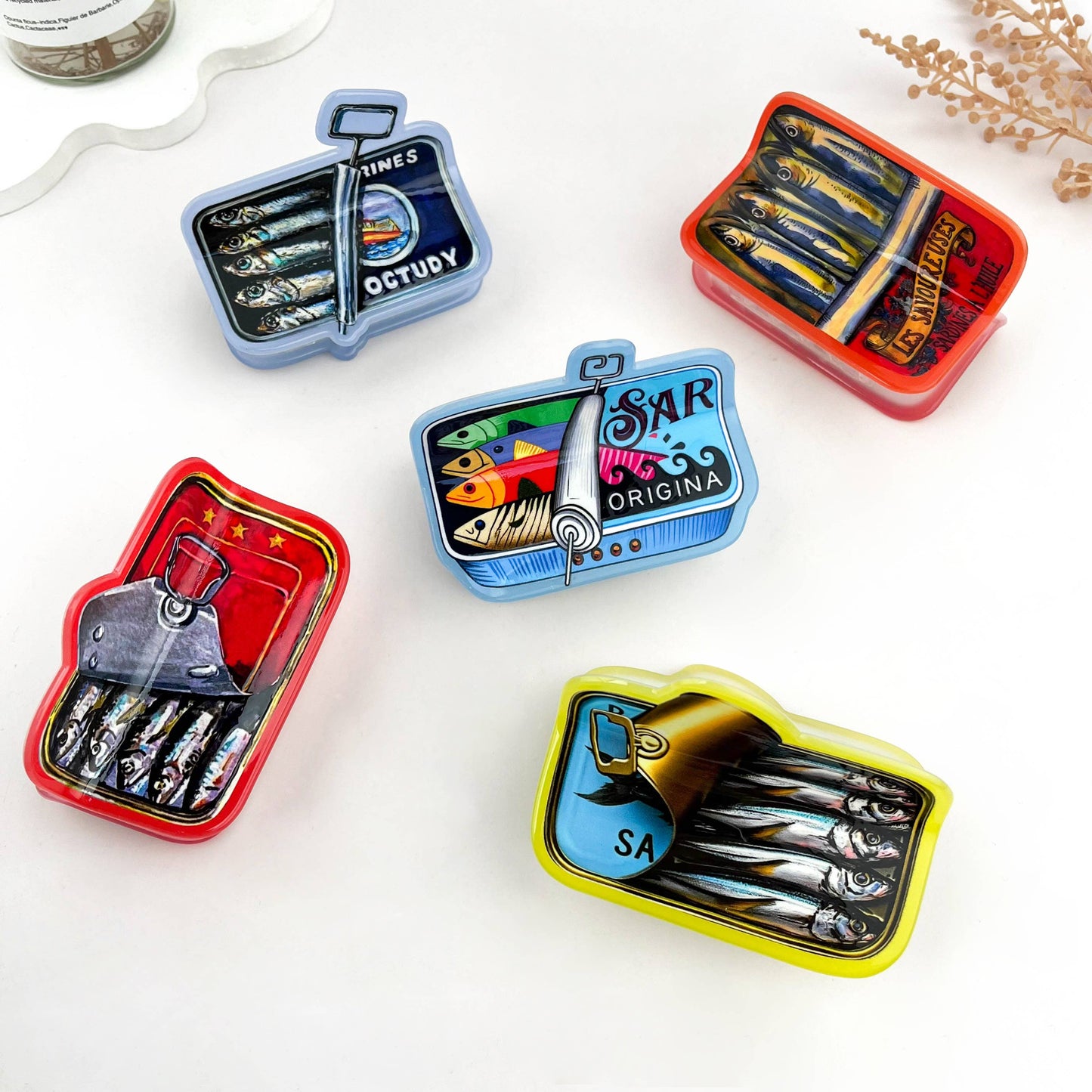 Sardine Can Printed Hair Claw Clip