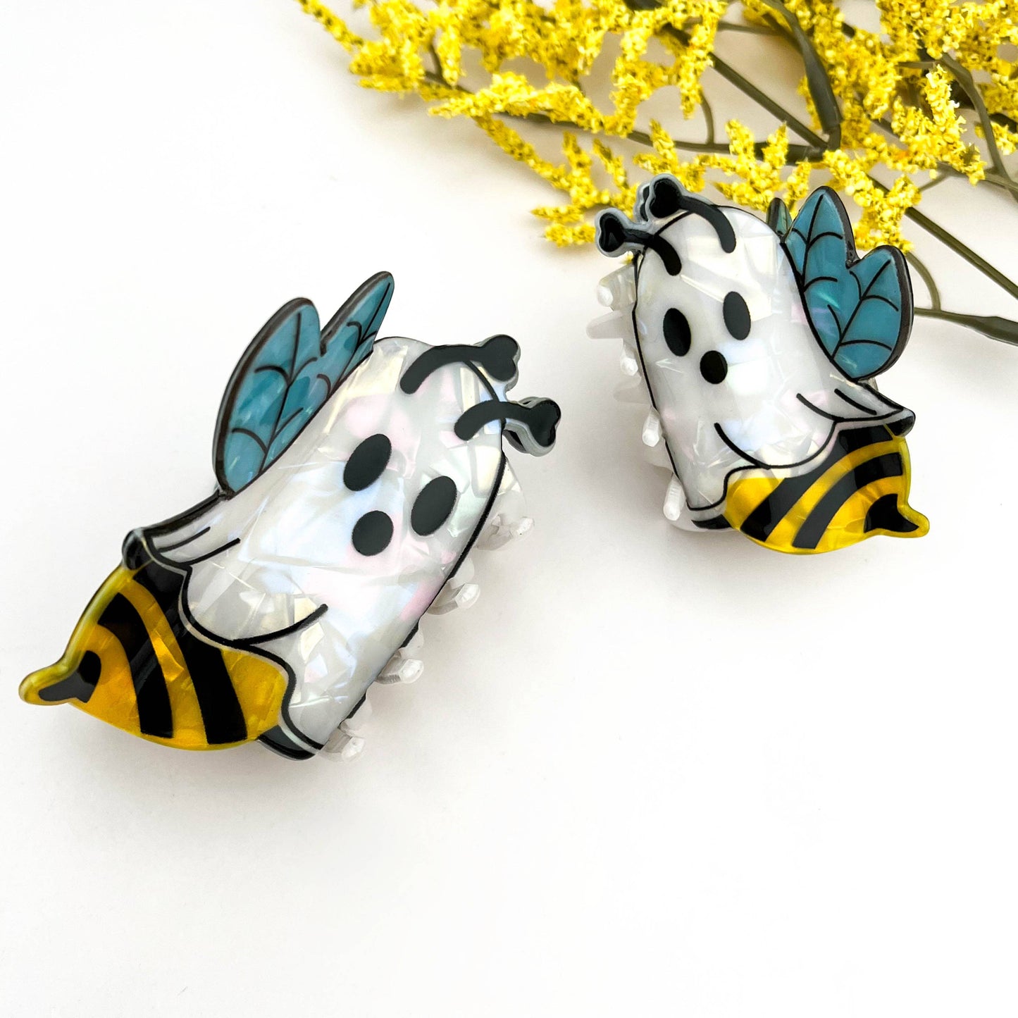 Ghost Bee Print Acetate Hair Claw