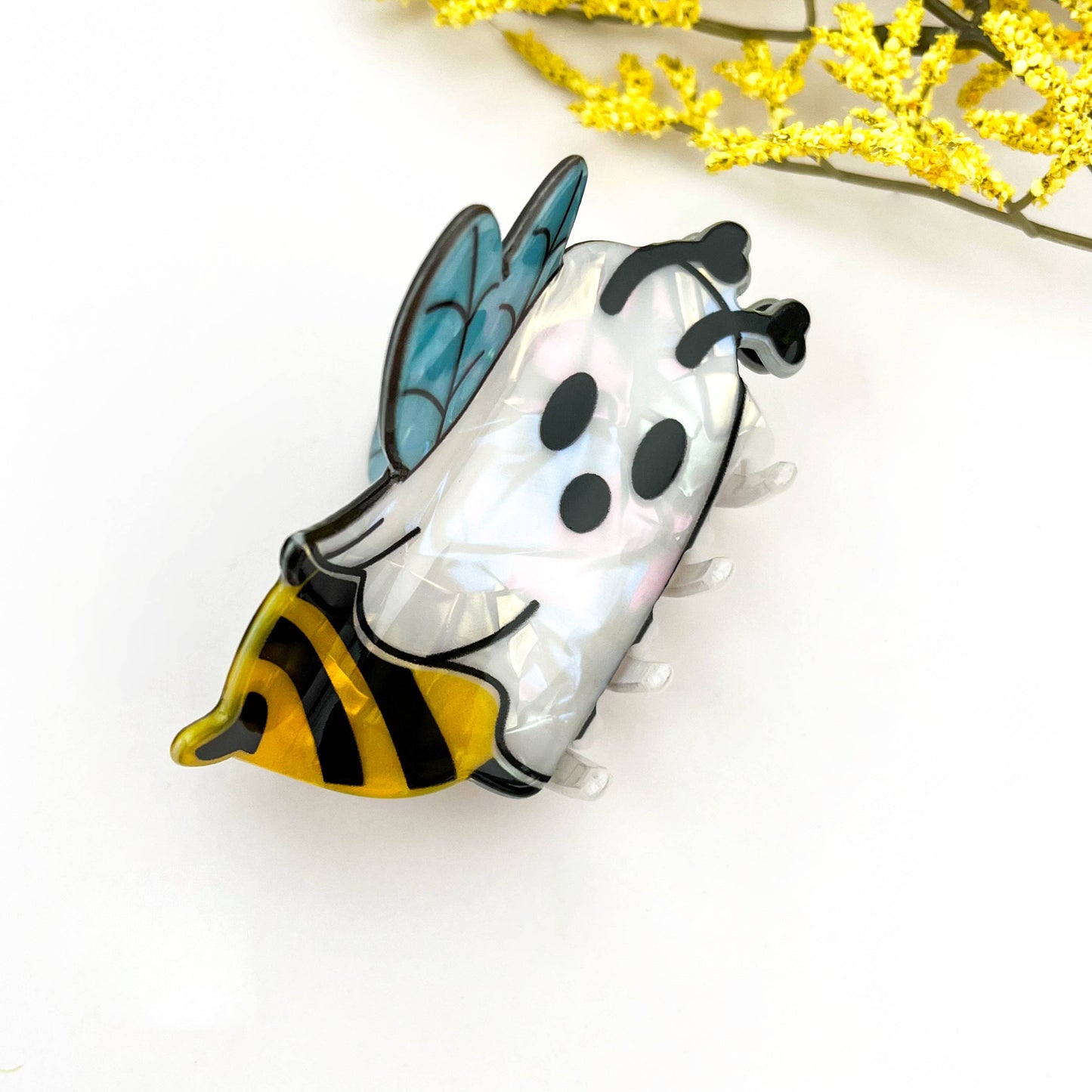 Ghost Bee Print Acetate Hair Claw