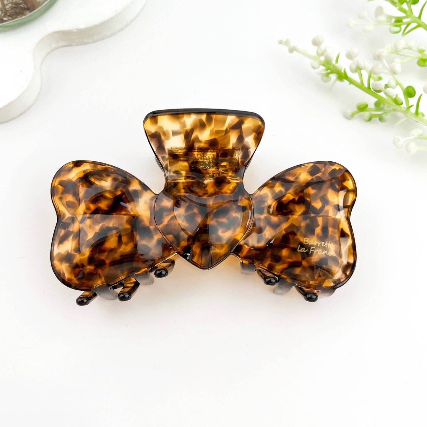 Vintage Heart Acetate Hair Claw with 3D Bow