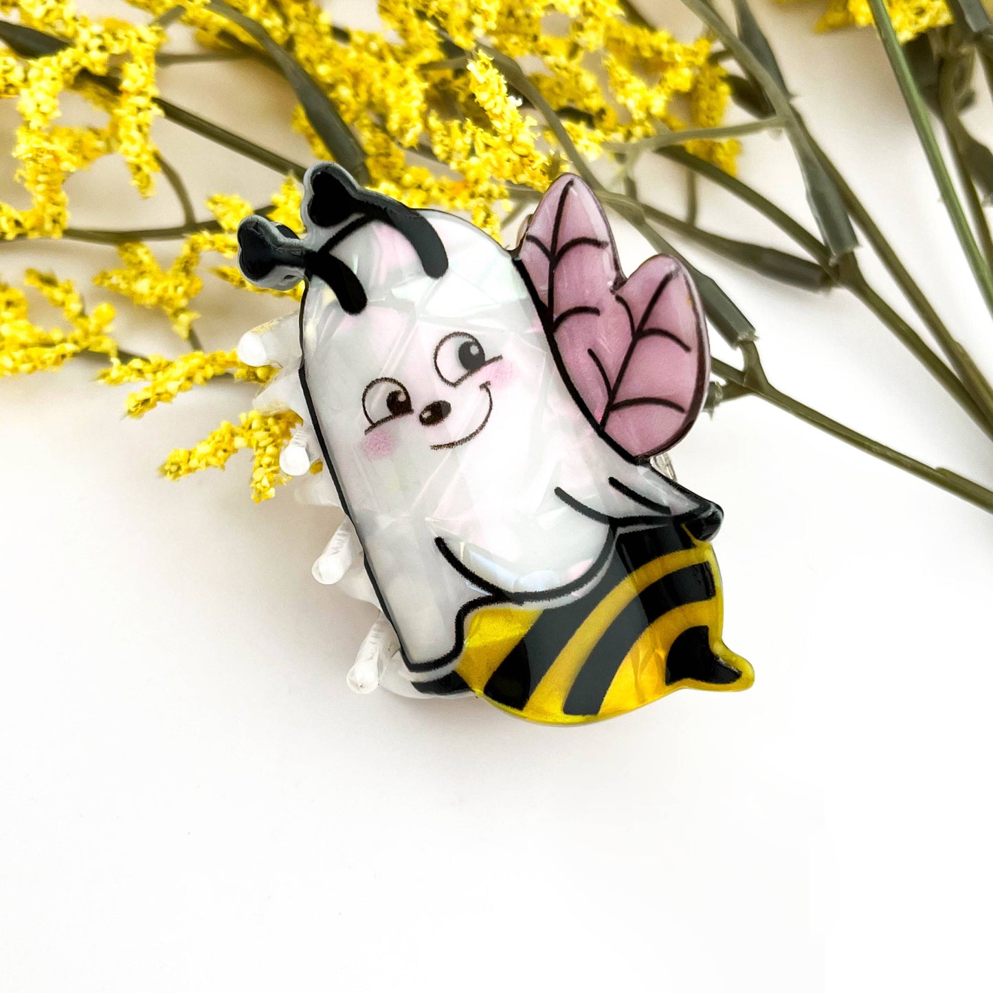 Ghost Bee Print Acetate Hair Claw