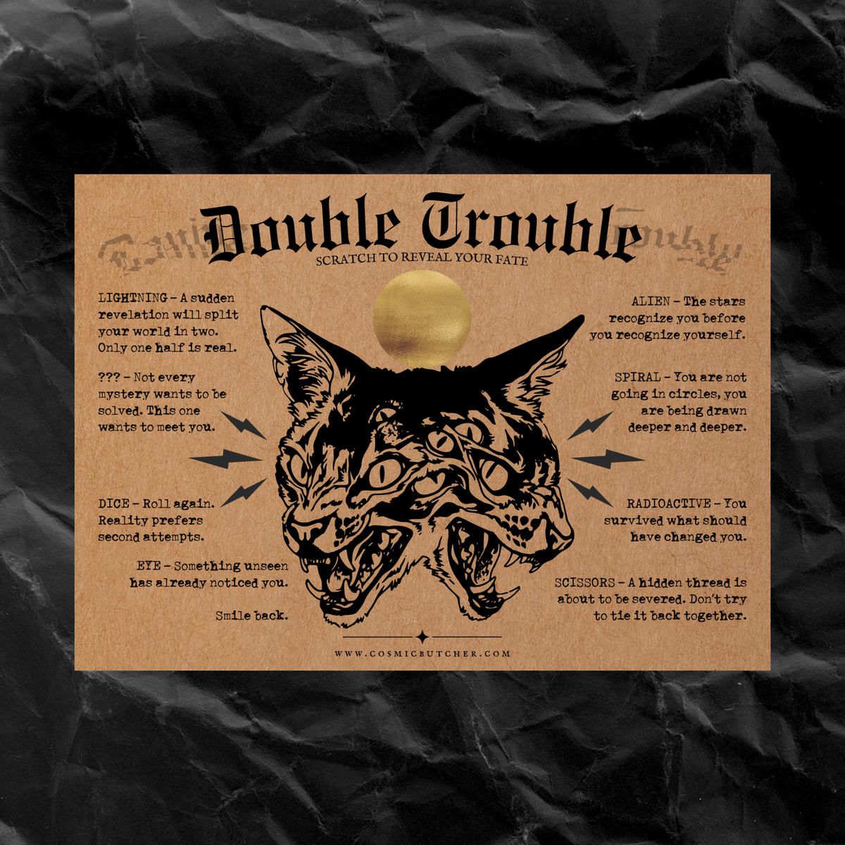 "DOUBLE TROUBLE" (CATS) Fortune Card Sppoky Halloween
