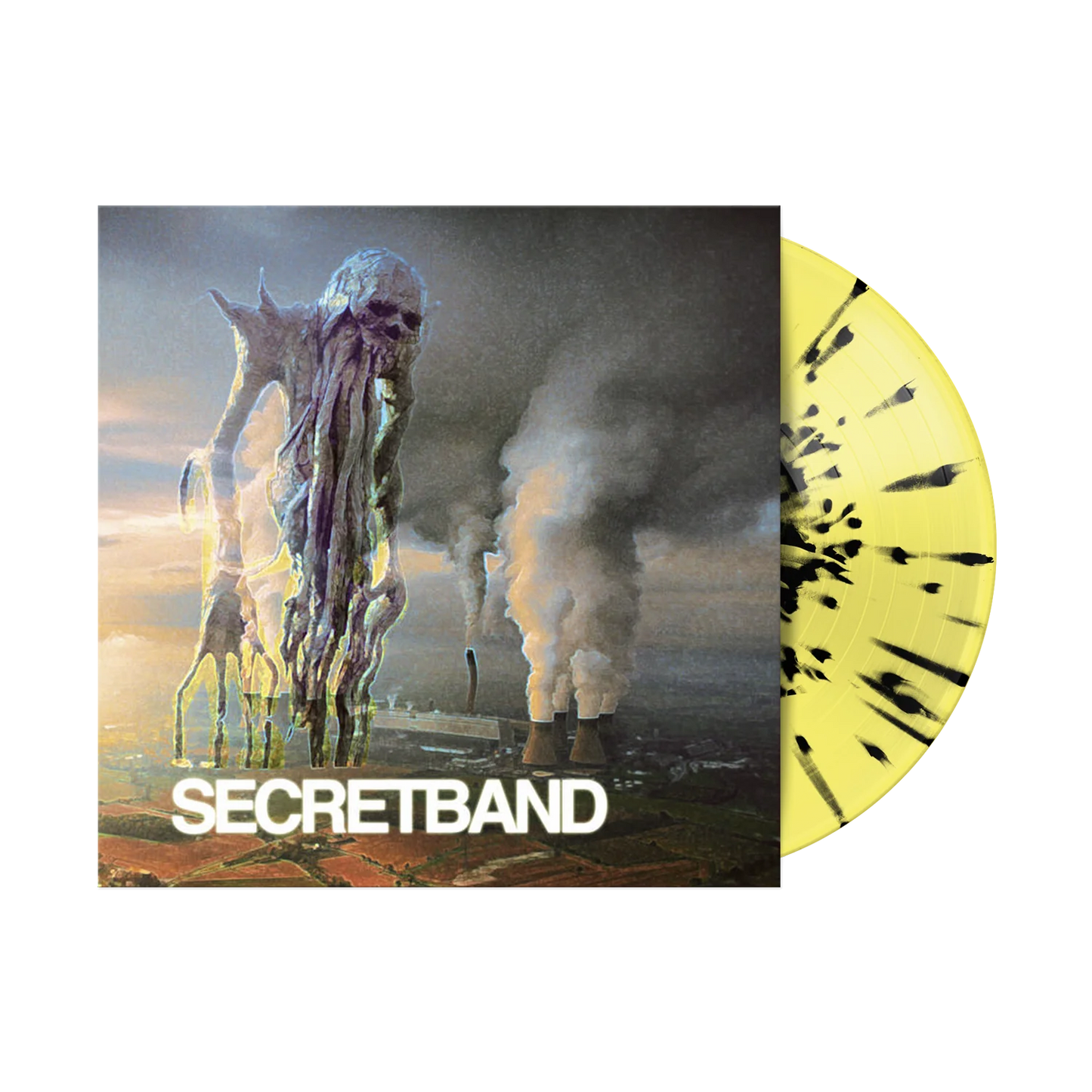 Secret Band - Secret Band Highlighter Yellow W/ Black Splatter 10” Vinyl LP