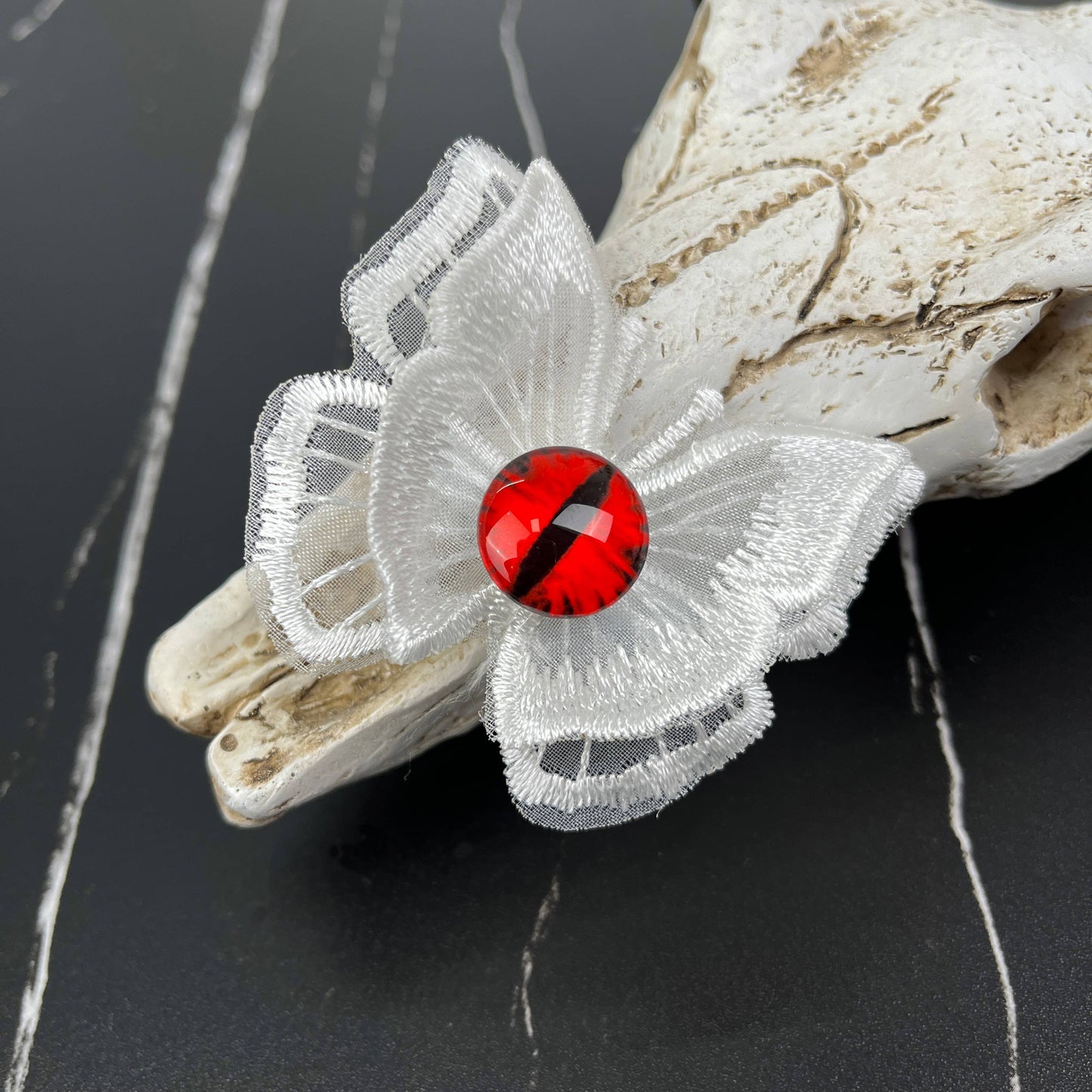 Halloween Red Eyeball Embroidered Butterfly Duckbill Clip