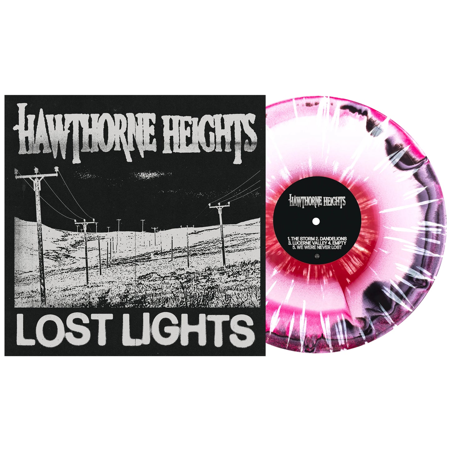 Hawthorne Heights - Lost Lights - Black, White & Hot Pink Aside/Bside W/ White Splatter LP