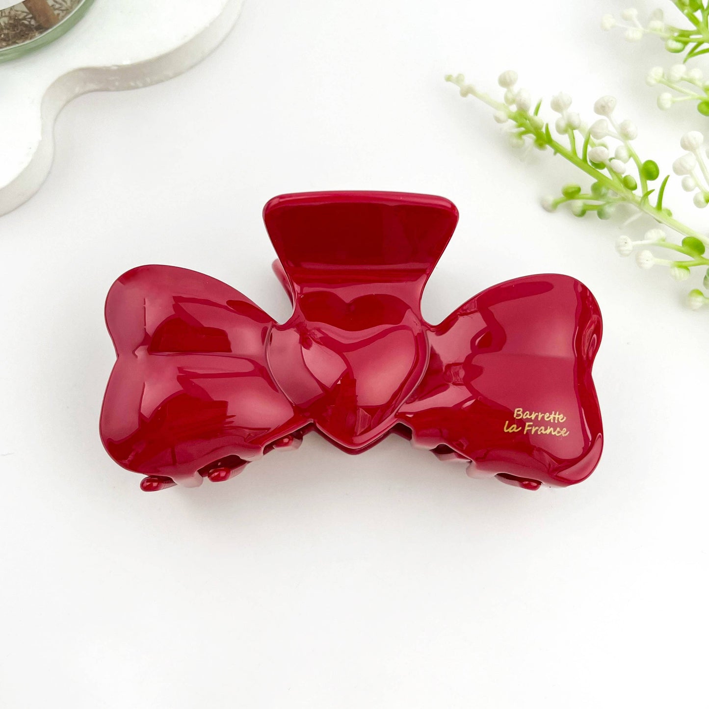 Vintage Heart Acetate Hair Claw with 3D Bow