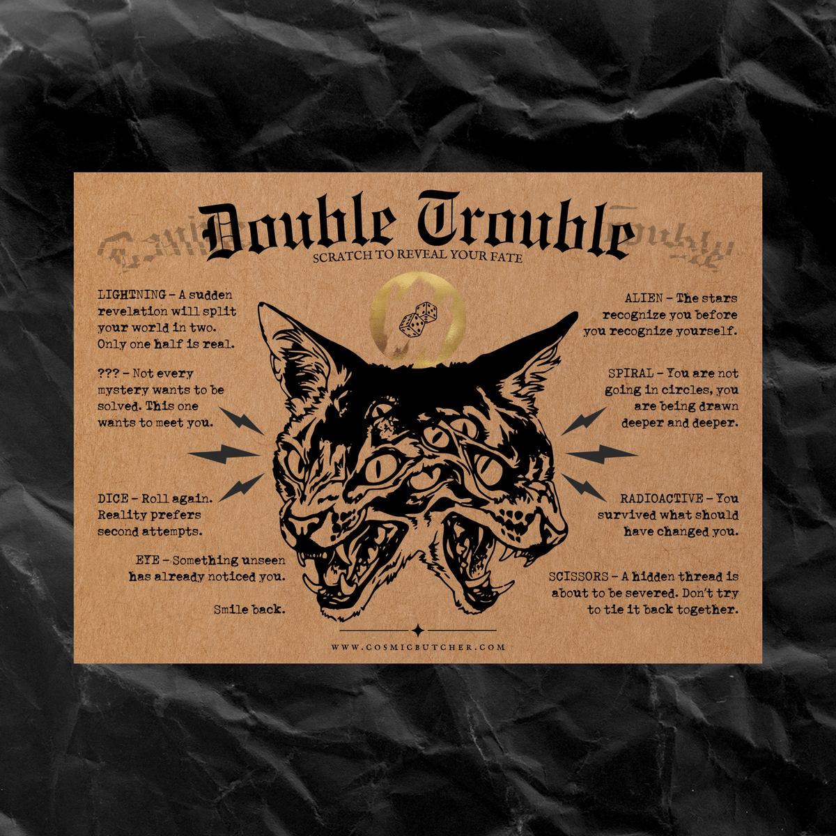 "DOUBLE TROUBLE" (CATS) Fortune Card Sppoky Halloween