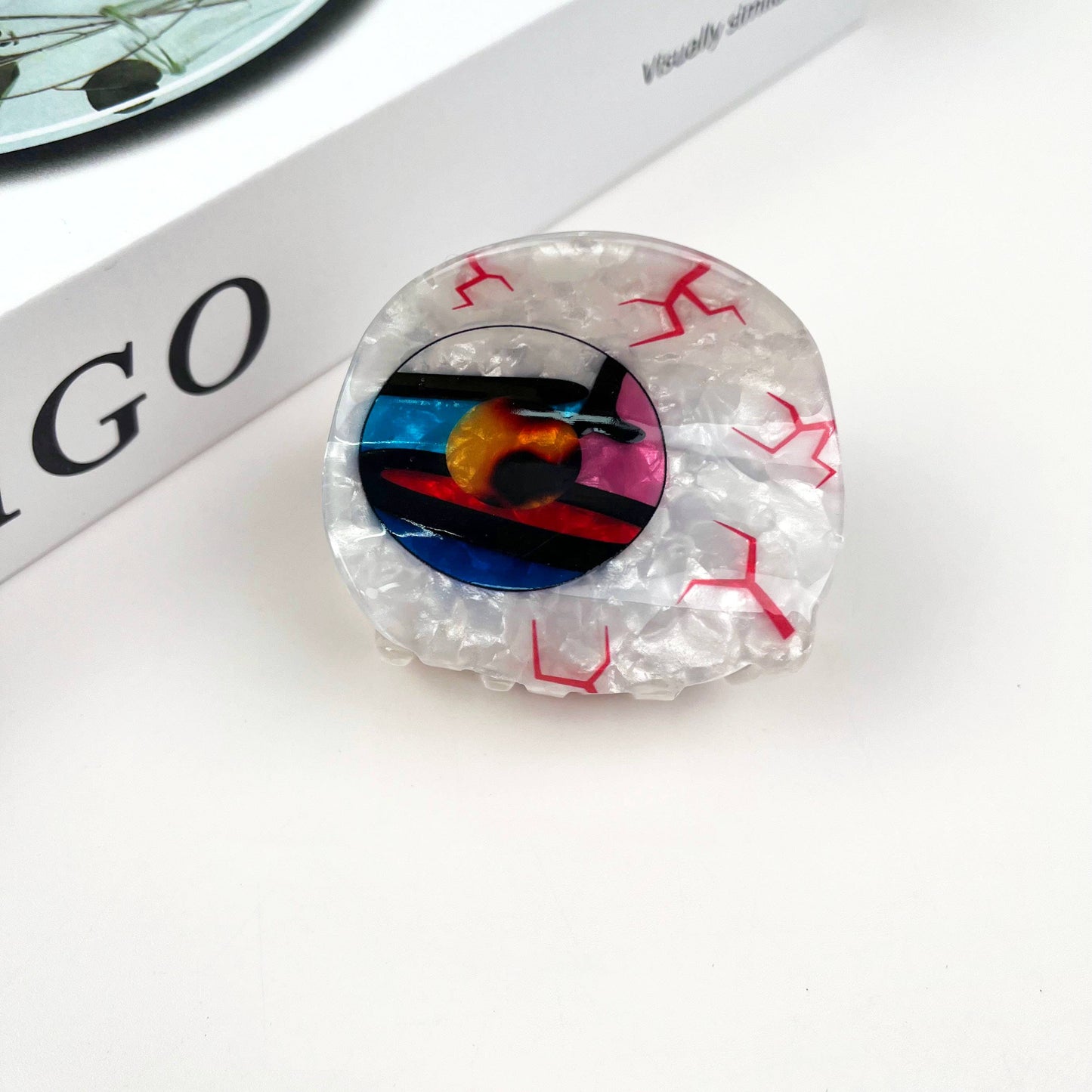 Personalized eyeball hair claw clip
