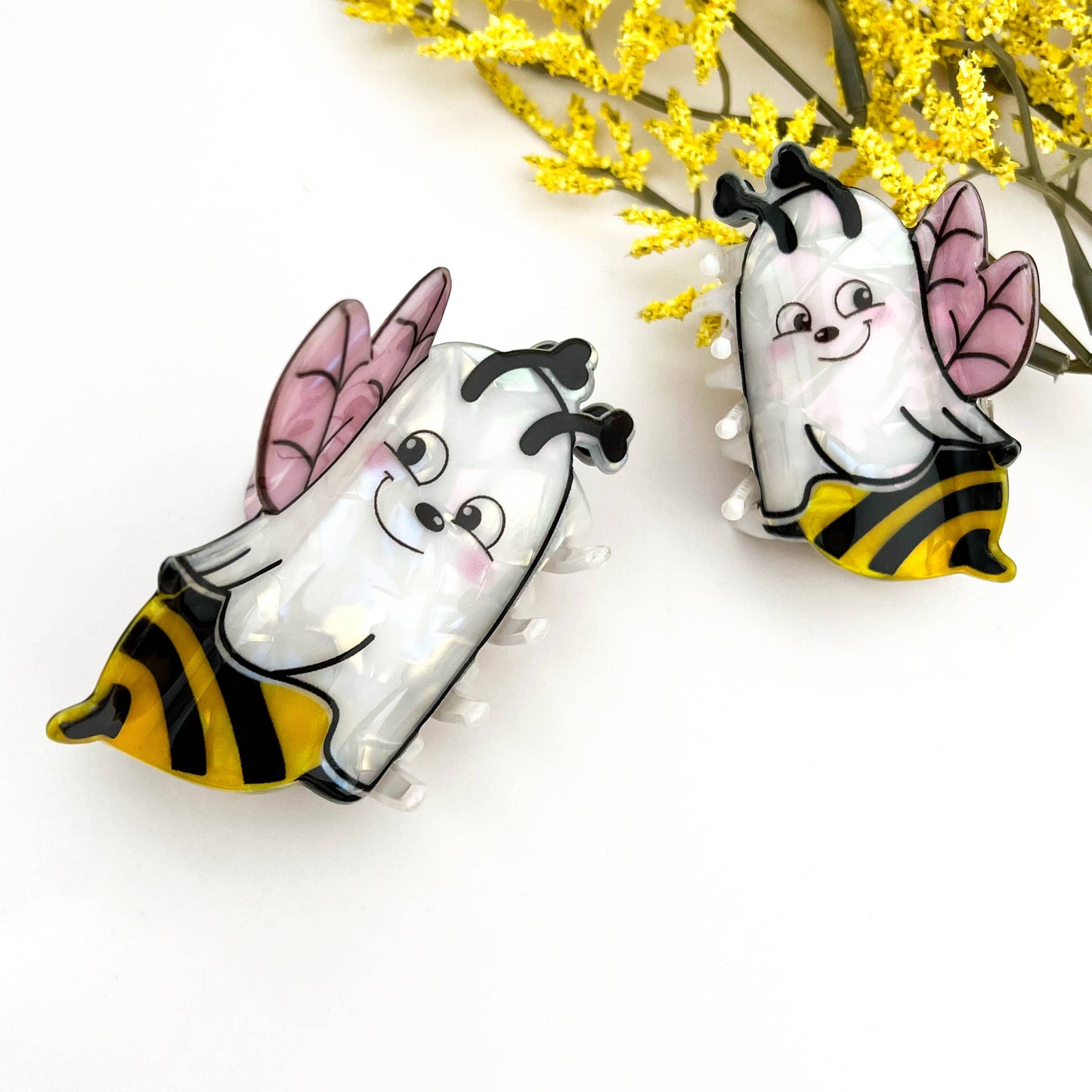 Ghost Bee Print Acetate Hair Claw