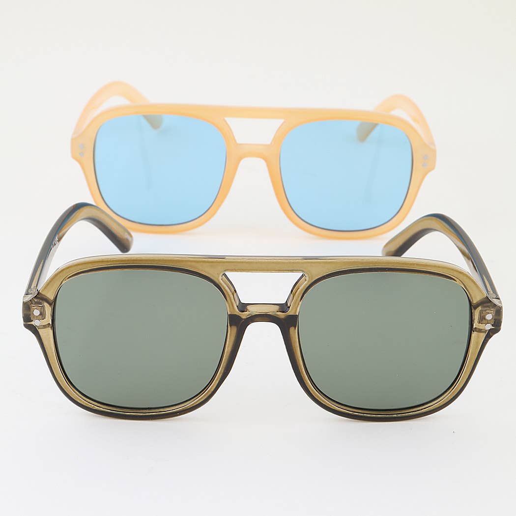 Double Bolted Straight Aviator Sunglasses