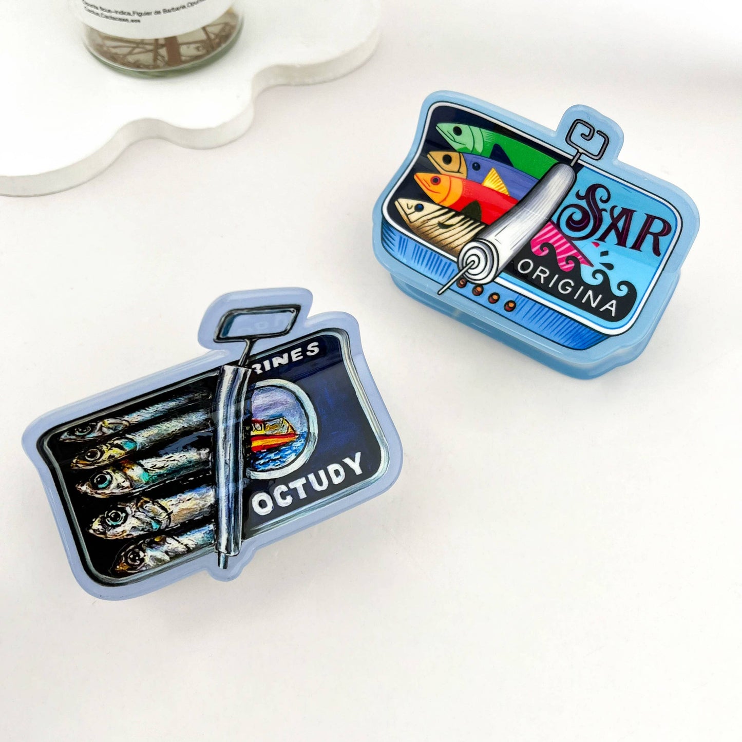 Sardine Can Printed Hair Claw Clip