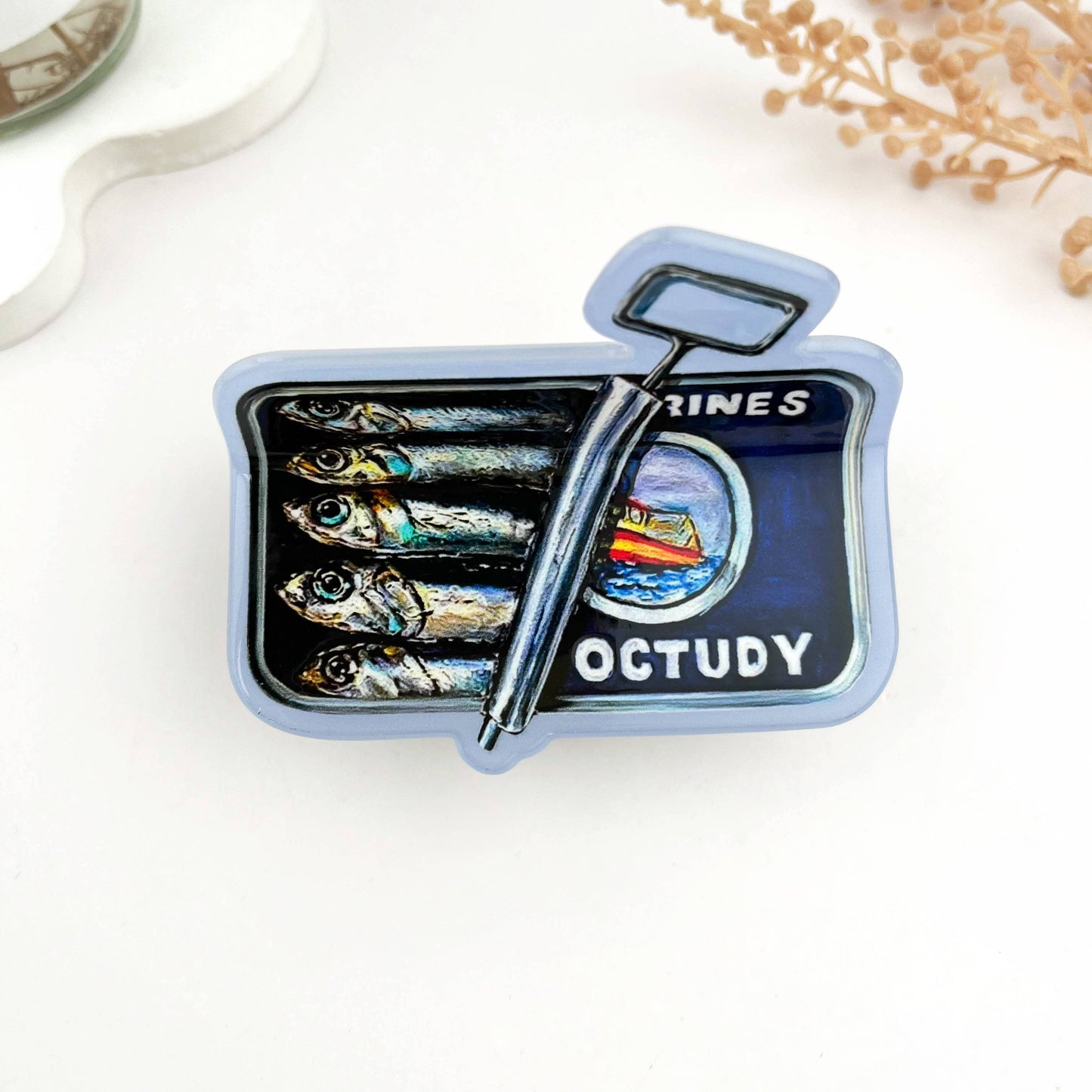 Sardine Can Printed Hair Claw Clip