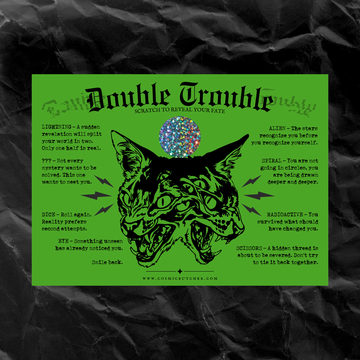 "DOUBLE TROUBLE" (CATS) Fortune Card Sppoky Halloween