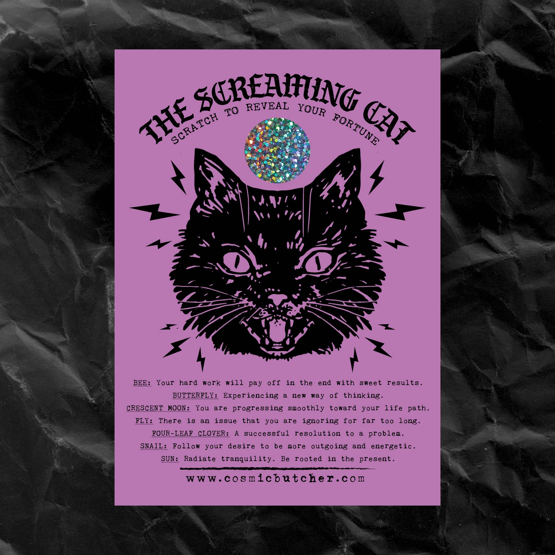 Screaming Cat Scratch Off Fortune Affirmation Novelty Card