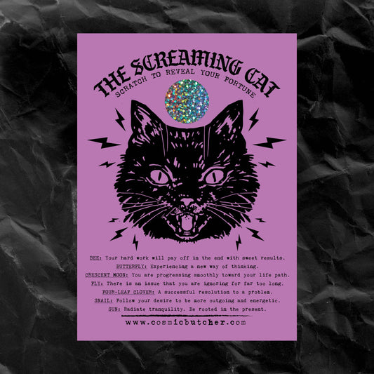 Screaming Cat Scratch Off Fortune Affirmation Novelty Card
