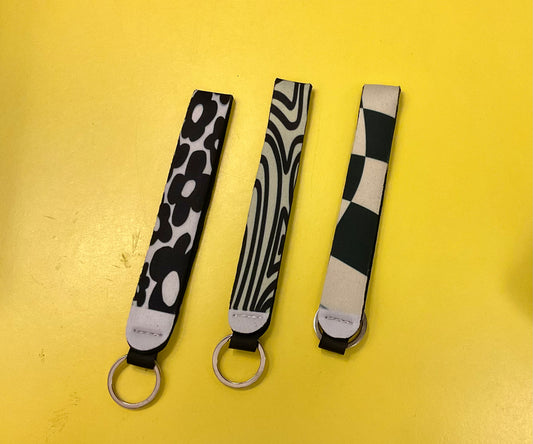 Fabric Keychain - Black and white