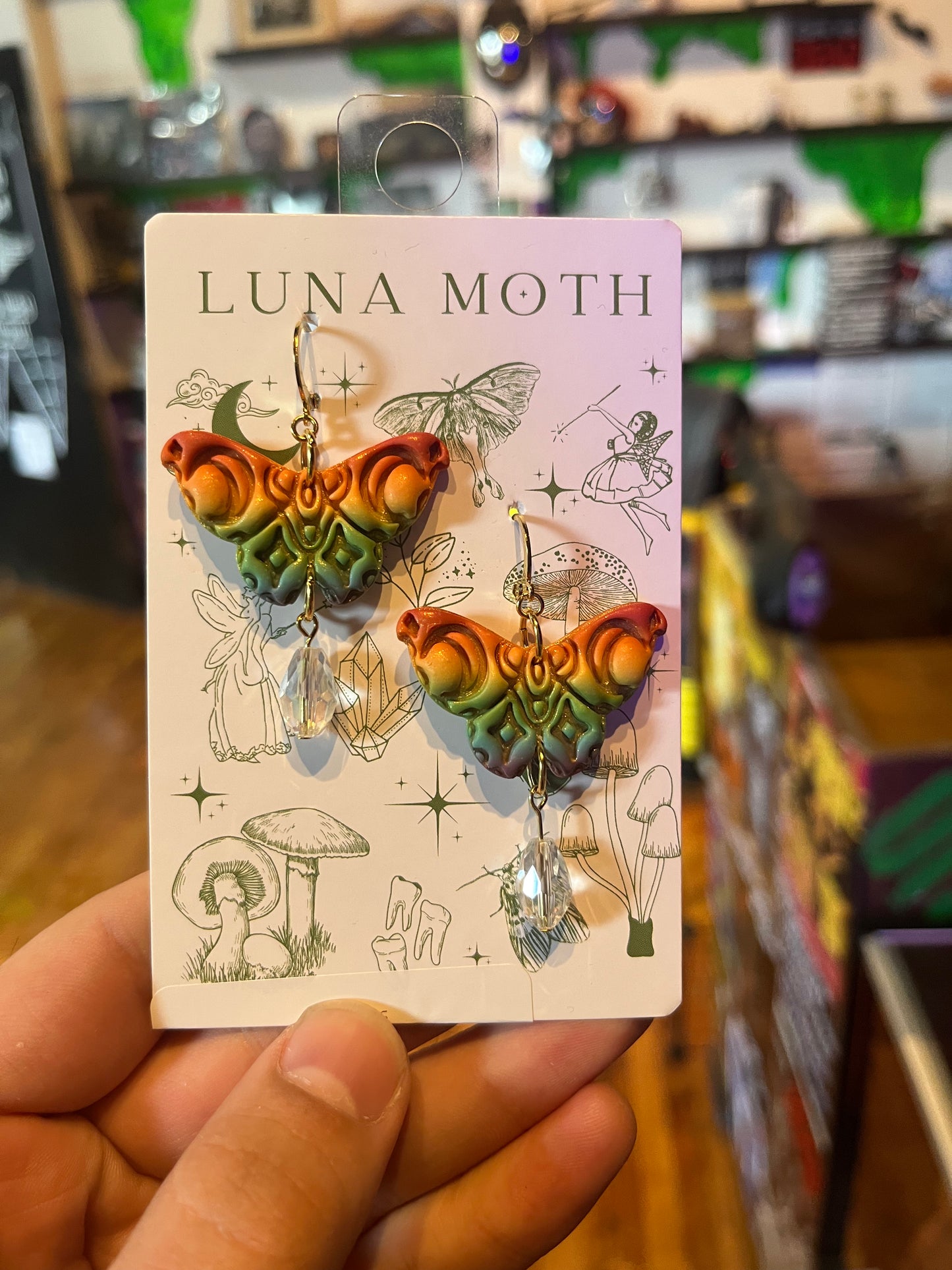 Rainbow Butterfly W/Crystal Earrings