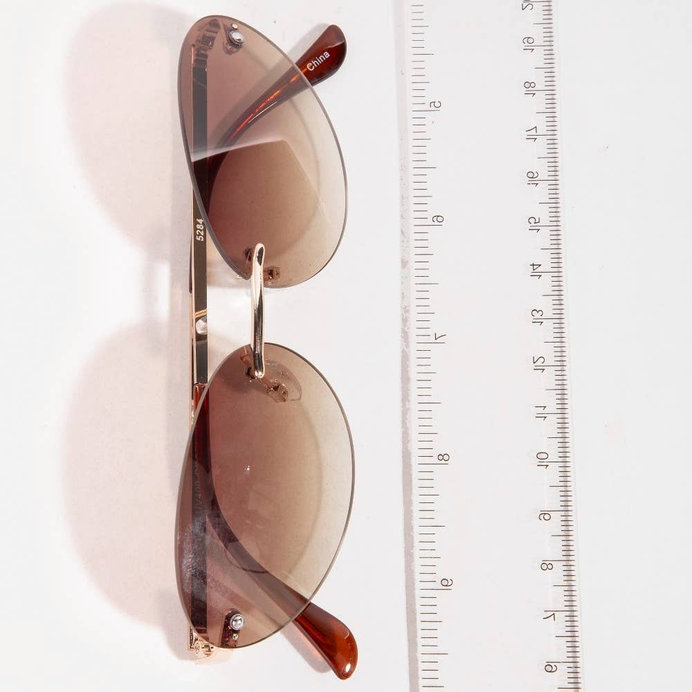 Frameless Gradient Oval Lens Sunglasses